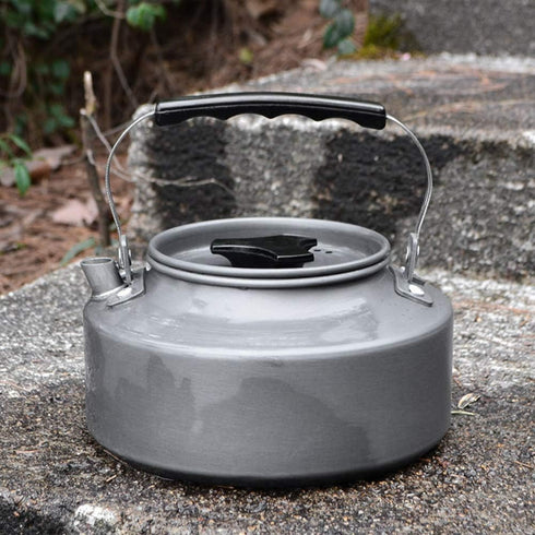 Camping Tea Kettle Teapot Outdoor Camping Kettle 1.1L,Portable Coffee Pot Teapot Picnic Set Wood Stove Steamer for Hiking (grey)...