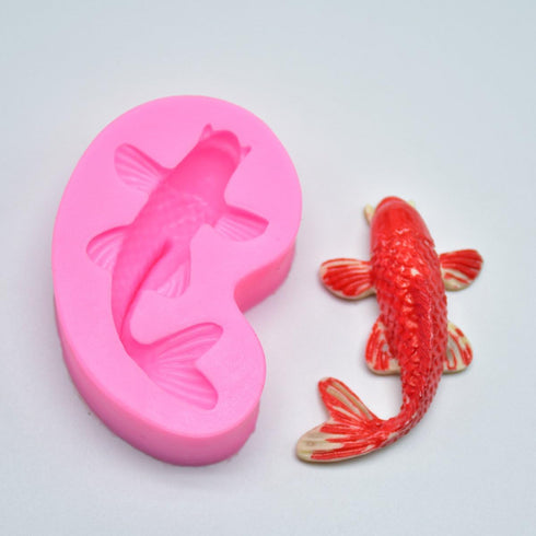 Small Size Koi Fish Fondant Mold (2.5"x1.4")- MoldFun Carp Fish Sugar Craft Silicone Mold for Cake/Cupcake Decorating, Gum Paste, Polymer Clay...