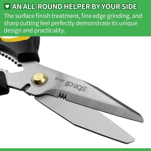 Stedi 8-inch Scissors Heavy Duty, Multipurpose Scissors, Stainless Steel Blade, with Small Serrations and Protective Cover, Comfortable Non-Slip H...