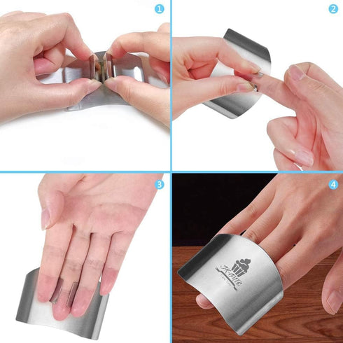 8 Pieces Finger Guards for Cutting, Stainless Steel Knife Cutting Finger Protectors Adjustable Safe Slice Hand Guard Protect Fingers for Food Chop...