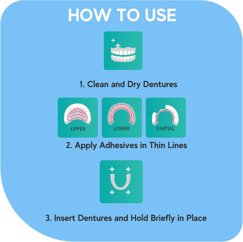 Extra Strong Denture Adhesive Cream, 12 Hour Hold Dental Glue, Waterproof, Zinc & Fluoride Free, Easy Apply Nozzle, Seals Food Out for Comfort, Mi...