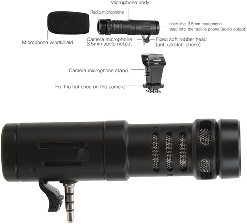 Camera Microphone, Universal 3.5mm Mobile Phone Camera Mini Microphone,Camcorder Camera Video Mic,for Live Conference Video Vlog...