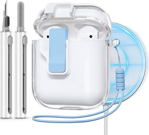 ?with Safety Lock? Clear Case for AirPods 2nd Generation Case 2019 with Cleaner Kit,Only Compatible with for Apple AirPods 2ndt Gen Wireless Charg...