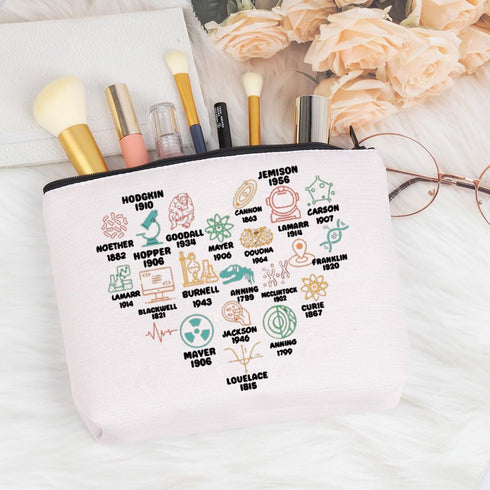 Science Teacher Makeup Bag Women in Science Gifts Chemistry Zipper Pouch Scientist Gifts for Women Lab Tech Week Gift (Beige)...