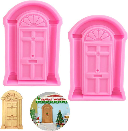 Luckycivia 2 Pack Door Window Silicone Mold, Door Shape Baking Mold for Frame Cakes Border Pattern Fondant Decorating Baking Chocolate Candy...