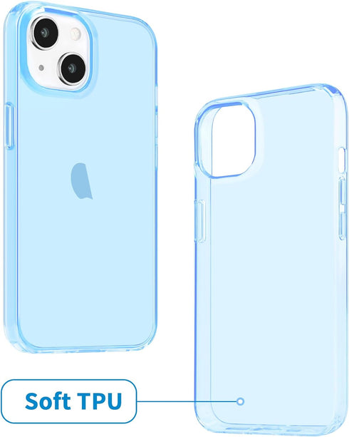 JJGoo Compatible with iPhone 14 Case Clear, Soft Shockproof Protective Slim Thin Phone Bumper Cover Transparent Phone Case, Translucent Blue...