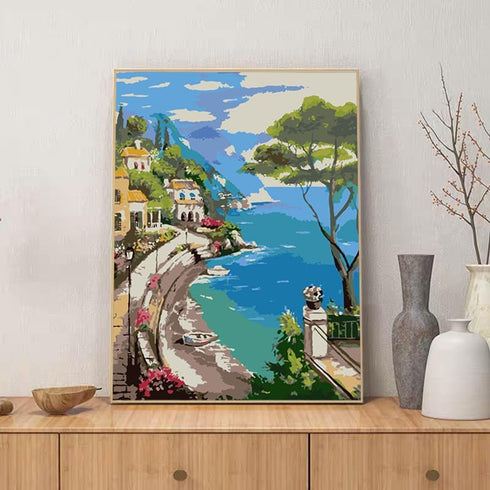ZRIZQ Paint by Number for Adults Beginners,City Paint by Numbers Kits on Canvas,Street DIY Oil Painting Acrylic Paints for Home Wall Art Decor(12x...