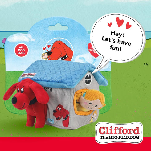 Clifford® Cozy House Puzzle Toys for Dogs | Hide and Seek Mentally Stimulating Toys for Dogs | 7.9" Plush Dog Toy, Extra Characters, Squeakers, Cr...