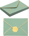 50 pcs Sage Green Envelope with V-Flap, Gold Border & Golden Sticker, 5 x 7 Self Adhesive Envelopes for Office, Invitation, Wedding, Graduation...