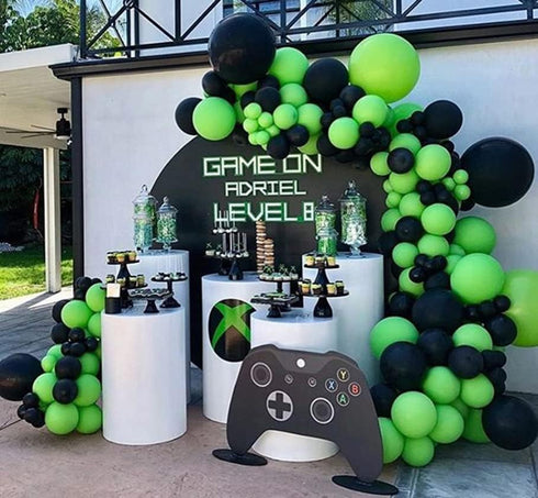 Video Game Balloon Arch & Garland Kit- 16 Feet Black Green Balloon Kit for Gamer Party Birthday Party Decoration...