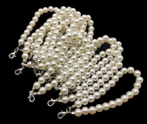 Sovenny 12 Pieces Pearl Beaded Lobster Clasp Key Chain Keyring Purse Bag Charm Decoration Accessory (Silver Clasp)...