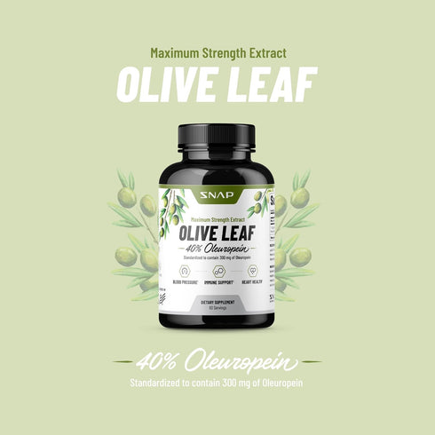 Olive Leaf Extract Capsules - Super Strength 40% Oleuropein for Blood Flow Support, Improve Digestion, Antioxidant Boost Supplement, Improve Brain...