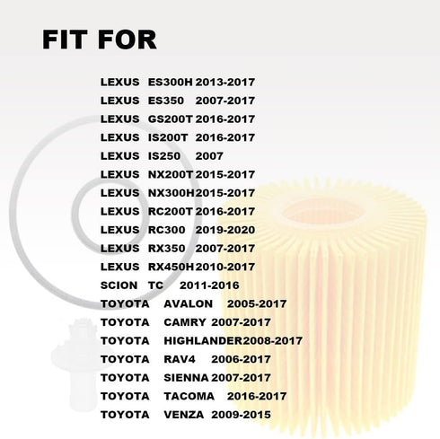 6 Pack?Pack of 6 Engine Oil Filter Compatible with Toyota Avalon Camry Highlander RAV4 Tacoma Sienna and More Replace 04152-YZZA1,04152-31090, 041...