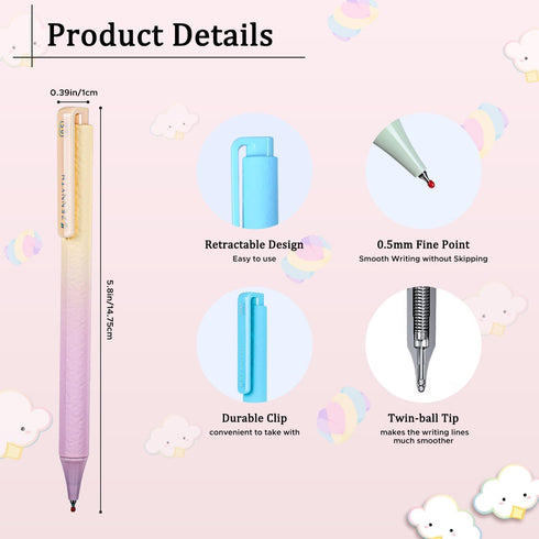 Aesthetic Gel Pens, 0.5 mm Fine Point Black Ink Pens, Quick Dry Smooth Writing Pens for Journaling Note Taking,Cute School Office Supplies,Gifts f...