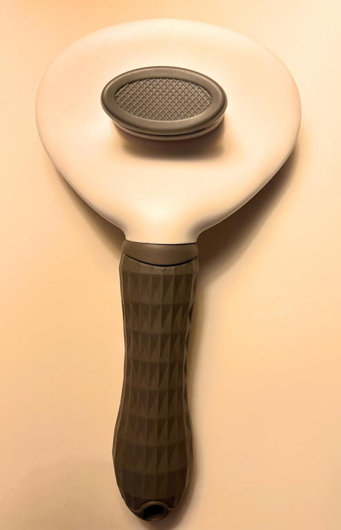 Pet Clean Hair Remover Button Stainless Steel Brushes Dogs Cat Slicker Self Cleaning Grooming Pet Comb Brush (grey)...