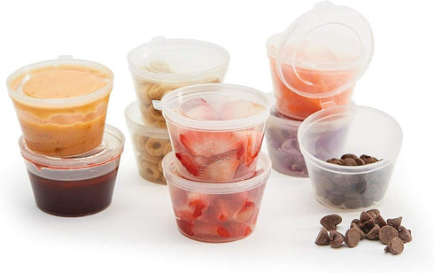 50Pcs/lot 1/1.5 Ounce Small Plastic Disposable Sauce Cups Food Storage Containers Clear Transparent Package Boxes + Lids (1.5 ounce)...