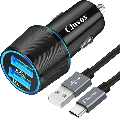 Fast USB Car Charger for Samsung Galaxy A55/A54/A53/A50/A15/A14/S24/S23/S22/S21 Plus/Ultra/S20 FE/S10/S9/S8/Note 20/A10S/A21/A31/A51 Quick Charge ...