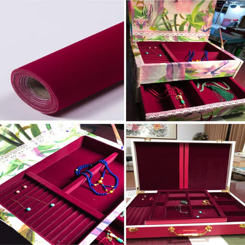 Self Adhesive Felt Fabric, Soft Velvet Drawer Liner, DIY Velvet Fabric for Art & Crafts, Jewelry Box Felt Liner, Solid Color Felt Wallpaper 17.78X...