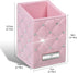 LORYP Makeup Brush Holder Crystal Brushes Cup Pink PU Make up Brush Case Bag Storage for Women...