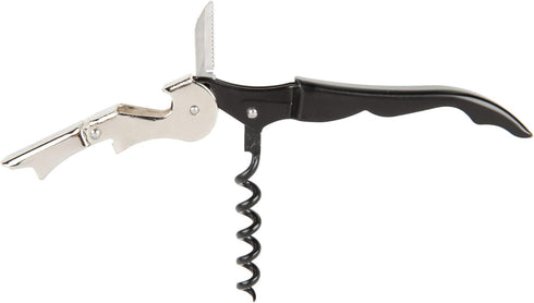 Pulltap's Double-Hinged Waiters Corkscrew, Black and Stainless Steel...
