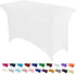 Peomeise 4FT Spandex Table Cover Rectangular Stretch Spandex Tablecloth (White,4FT)...