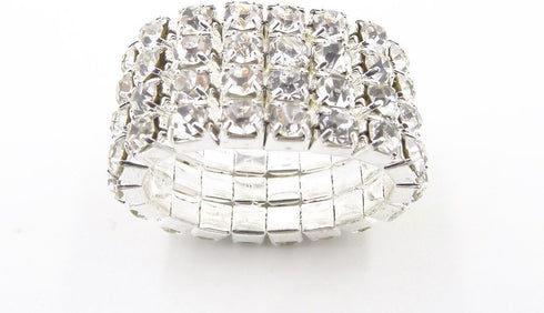 WTZ - New Sparkling 4 Row Crystal Rhinestone Stretch Ring...
