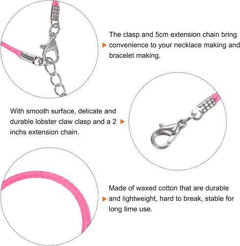 10pcs Waxed Necklace Cord Bulk, 23 Inches and 1.5mm Dia Necklace String Rope with Clasp for Pendants, Bracelets, Necklaces, Jewelry Making Beading...