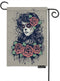 Moslion Sugar Skull Garden Flag Vertical Double Sided Gothic Lady with Day of The Dead Makeup and Blooming Red Roses House Flags Home Burlap Banne...