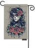 Moslion Sugar Skull Garden Flag Vertical Double Sided Gothic Lady with Day of The Dead Makeup and Blooming Red Roses House Flags Home Burlap Banne...
