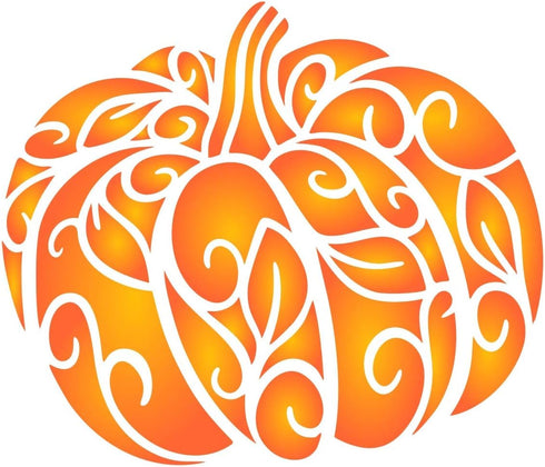 Fancy Pumpkin Stencil, 8 x 6.5 inch (L) - Decorative Halloween Thanksgiving Vegetable Pumpkin Stencils Template for Painting...
