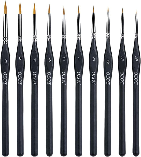 Art 10-Piece Fine Detail Paintbrush Set: Triangular Handle Artist Paint Brushes for Acrylic, Watercolor, Oil, Warhammer Figures & Miniatures - Ver...