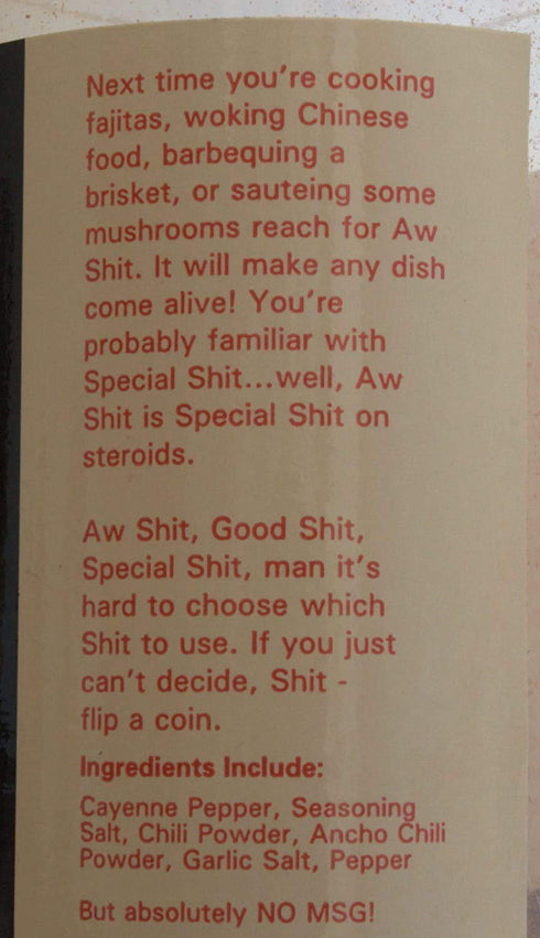 Aw Shit Hot n' Spicy Seasoning from Big Cock Ranch...