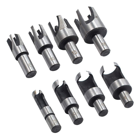 8Pcs Wood Plug Cutter Carbon Steel Straight and Taper Claw Drill Bit Set Woodworking Hole Saw Cutting Tool 5/8" 1/2" 3/8" 1/4"...