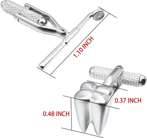 Sliver Tone Dentist Tooth Cufflinks For Men With Gift Box...