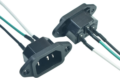 2PCS IEC 320 C14 Panel Mount Plug Adapter, AC 250V 10A 3 Pins IEC Inlet Module Plug Power Connector Socket with 3 Wires...