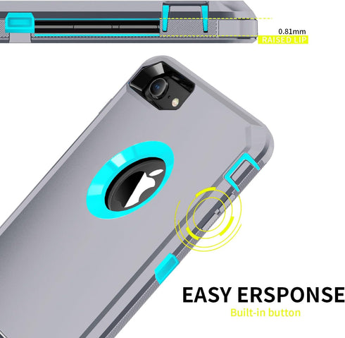 for iPhone 8 Case,iPhone 7 Case,Built-in Screen Protector, Shockproof 3-Layer Full Body Protection Rugged Heavy Duty High Impact Hard Cover Case f...