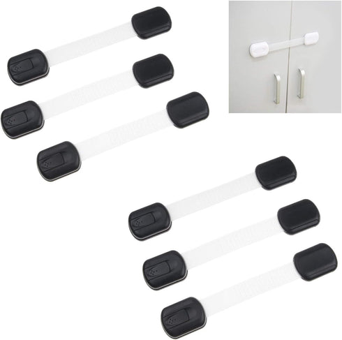 Child Safety Locks (Black) - Set of 6 - Prevents Injury and Opening (Oven) Doors, (Kitchen Sink) Cabinets, Toilet Seats, etc. - No Tools or Screws...
