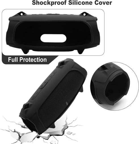 TXEsign Silicone Case Cover for JBL Charge 5 Portable Bluetooth Speaker, Travel Carrying Protective Case w Shoulder Strap Holder Full Protection C...