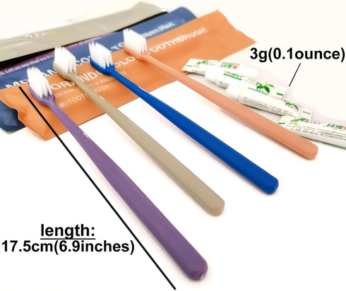 Toothbrush and Toothpaste Dental Kit for Hotel Supplies Travel Family Reused Mix Color Soft Bristle Hard Handle Pack of 10...