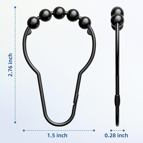 Titanker Shower Curtain Rings Hooks, Rust-Resistant Metal Shower Curtain Hooks for Bathroom Shower Rods Shower Hooks Shower Rings for Curtain - Se...