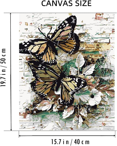 BOMUVI Paint by Numbers for Adults Beginner Paint by Numbers for Adults Butterfly DIY Paint by Number Kits Acrylic Painting Butterfly Paint by Num...