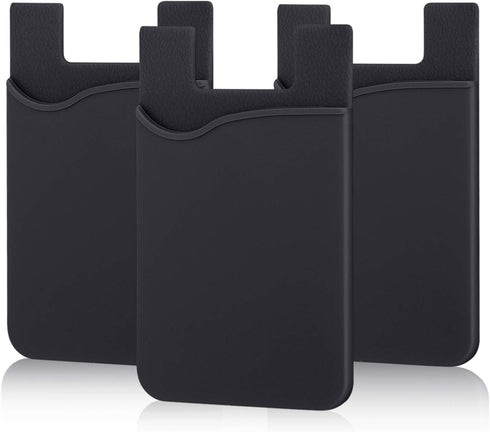 Pofesun Adhesive Phone Card Holder, 3 Pack Silicone Stick-on Wallet ID/Credit Card Holder Pouch Sleeve Self Adhesive Sticker Case for iPhone 16 15...