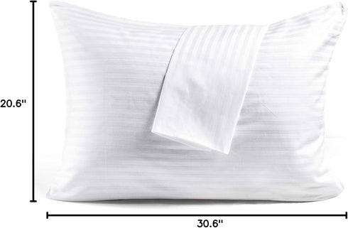 FAUNNA 600TC 100% Cotton Pillow Protectors, Queen Size (20x30), 4 Pack, Oeko-TEX Certified, Hotel Grade Pillow Cover with Silent Zipper, Zip Up Pi...