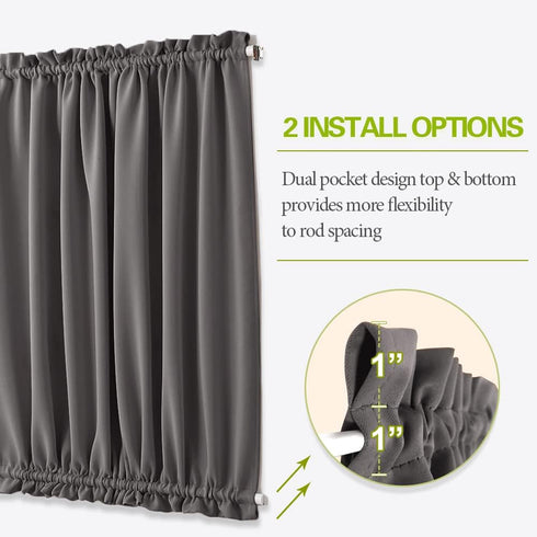PONY DANCE Gray Door Curtain - Thermal Insulated Rod Pocket Blackout Privacy French Door Panel with Tieback, 54 inch Wide by 72 inch Long, Grey, 1...