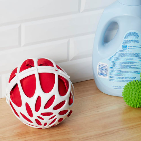 Home Basics Round Plastic White Laundry Bra Ball for Machine Washing Delicates 2 Interlocking Balls | Lock Closure for Secure Fit | Protects Delic...