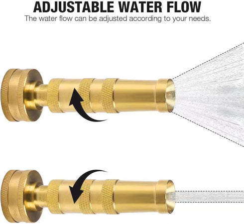 Adjustable Twist Hose Nozzle, 4" Heavy-Duty Brass Hose Nozzle Garden Sprayer with 4 Rubber Washers for Garden Watering Patio Lawn Car Washing Driv...