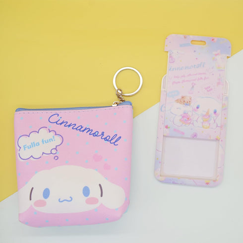 Kawaii Dog Coin Purse Badge Holder and Keychain, Wallet Handbag with Zipper, Badge Wallet Purse Credit Card Holder, Money Bag Coin Pouch Accessori...