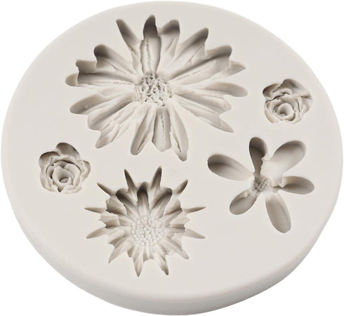 Chrysanthemum Flower Silicone Mold Daisy Flower Fondant Molds for Flower Cake Decoration Cupcake Topper Chocolate Candy Polymer Clay Gum Paste...