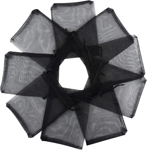 50pcs Organza Bags 3.54''x4.33''(9x11cm) Satin Drawstring Organza Pouch Wedding Party Favor Gift Bag Jewelry Watch Bags -Black...