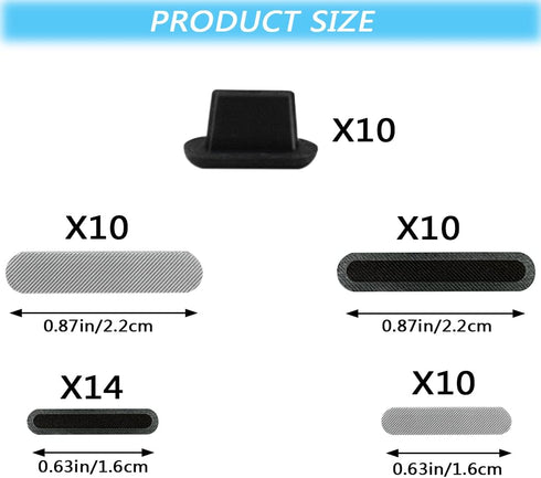 44 Pack Mesh Anti Dust Proof Adhesive Net Sticker with 10 Pcs Silicone Anti Dust Plugs Caps, Speaker Dustproof Cover with Dust Pluggy Kit Protects...